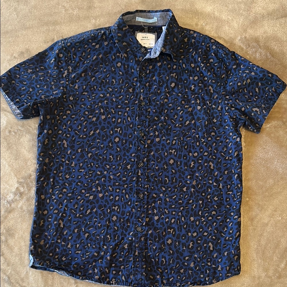 MBX Blue Casual Button Down Shirt
